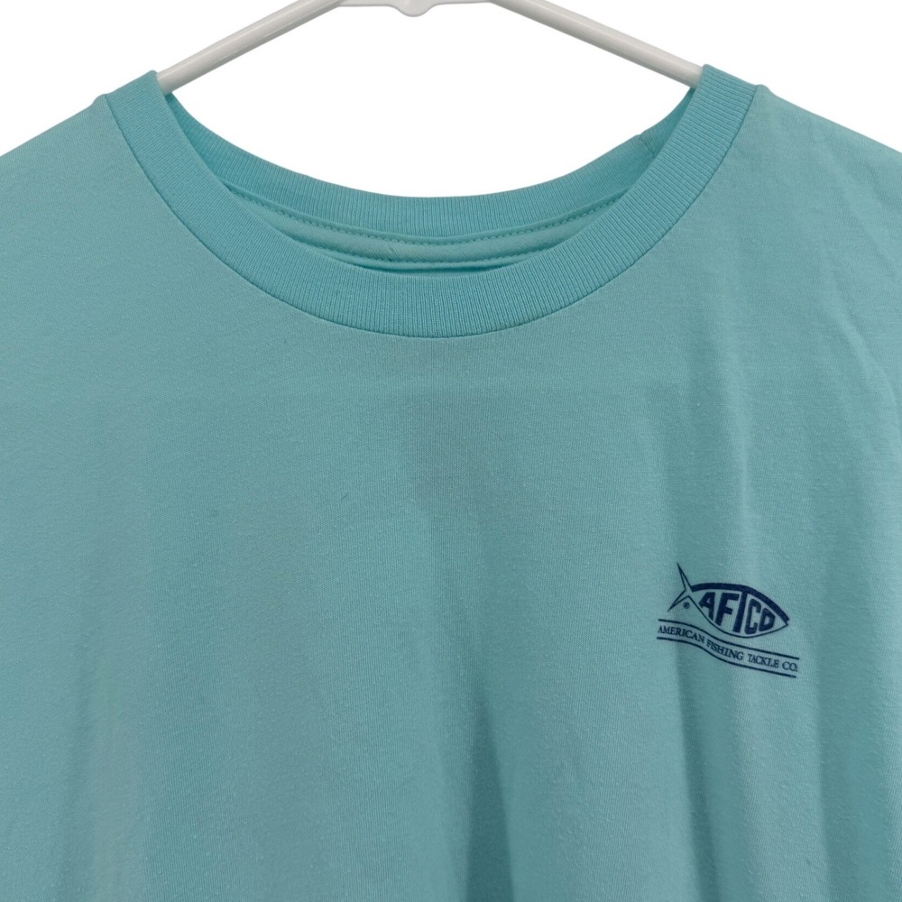 AFTCO Mens Small Aqua T-Shirt Short Sleeve‎ American Fishing Tackle Co.